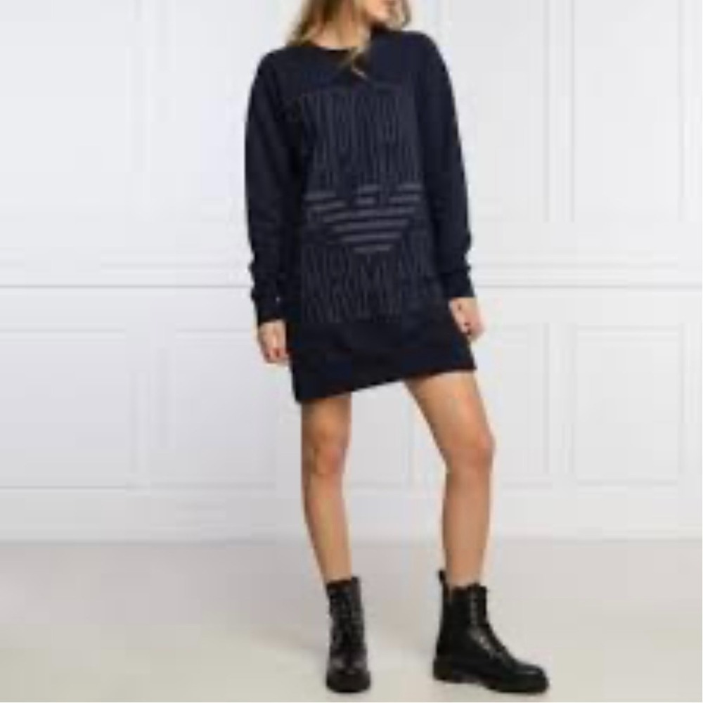 Authentic HTF Emporio Armani Maxi Sweatshirt Sz S Longline Loungewear Navy